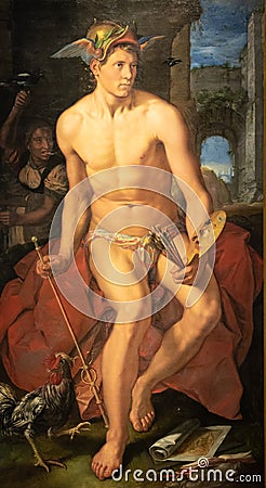 Mercurius, 1611 painting by Hendrick Goltzius Editorial Stock Photo